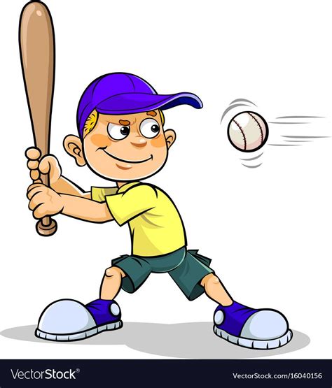 Boy playing baseball Royalty Free Vector Image Cartoon Boy, Cartoon ...