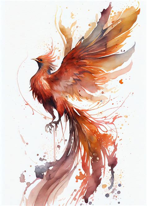 'Phoenix Watercolor' Poster, picture, metal print, paint by DervlexArt ...