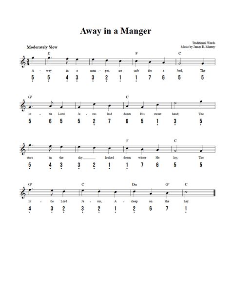 Away in a Manger - Easy Kalimba Sheet Music and Tab with Chords and Lyrics