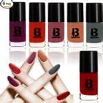 Buy Banetion Red and Brown Glossy Finish Nail Polish Pack of 6 (36 ml ...