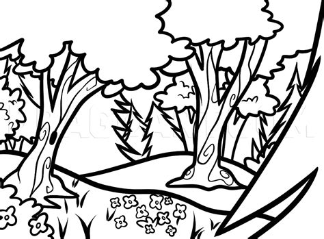 How To Draw Forests, Forest Backgrounds, Step by Step, Drawing Guide, by Dawn - DragoArt