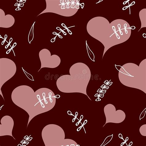 White Flowers with Pink Hearts on a Dark Red Color Stock Vector - Illustration of circles ...