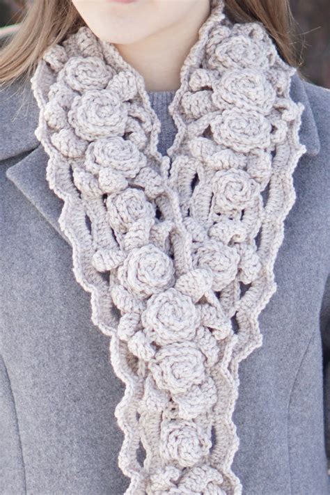 Crochet Scarf Pattern: Elegant Rose Long X Long Scarf - Etsy Canada