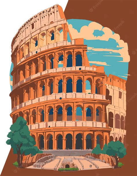 Premium Vector | Whimsical colosseum wonders cartoon vector ...