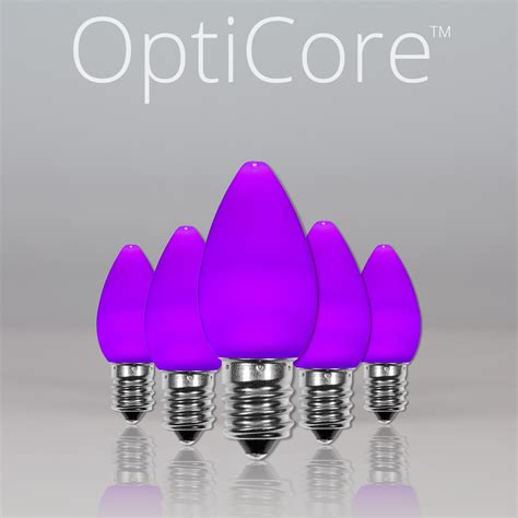 C7 Purple Smooth OptiCore LED Christmas Light Bulbs