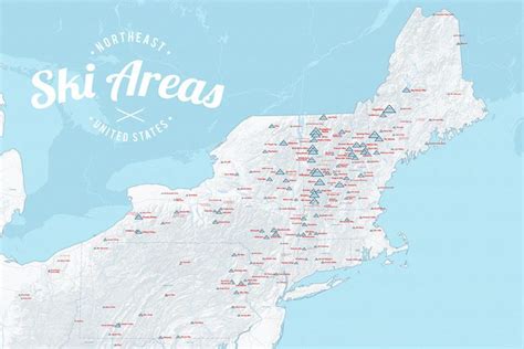 Northeast Ski Resorts Map 24x36 Poster | Ski resort, Ski area, Skiing