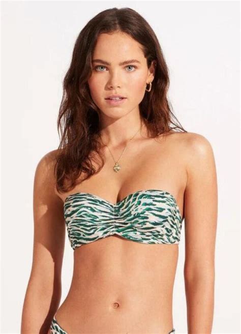 Seafolly Wild At Heart Bustier Bandeau Bikini With Retro High Waisted ...