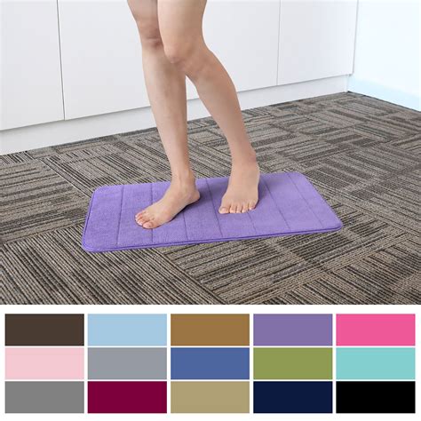 Memory Foam Absorbent Bath Floor Non-slip Mat Rug Shower Carpet Purple ...