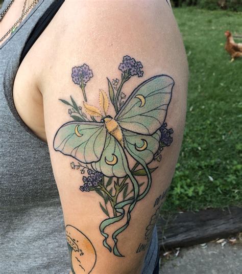 Luna Moth and Verbena by Sarah Arnold at Apothecary Tattoo. Amherst NH. : r/tattoos