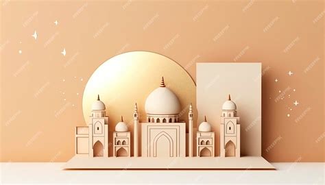 Premium AI Image | Islamic Background with 3d Mosque