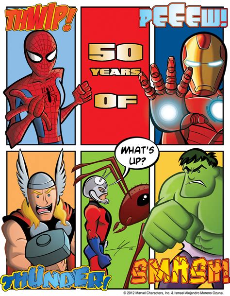 Spider-Man- Hulk-Thor-Ant-Man-Iron-Man-50-Anniversary-fan-art
