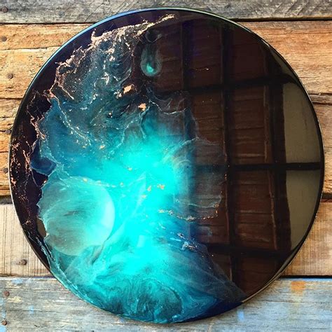 New bright Aqua explosion (40cm) heading to @lalunaseven this week 💫 🏼 🌙 #resinart #resin # ...