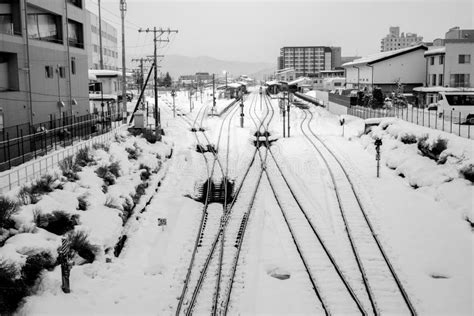 Railway under white snow stock photo. Image of line, transport - 66679632