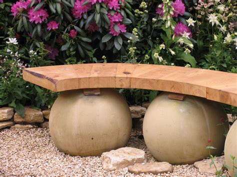Wood and stone garden bench | This garden bench image is in … | Flickr