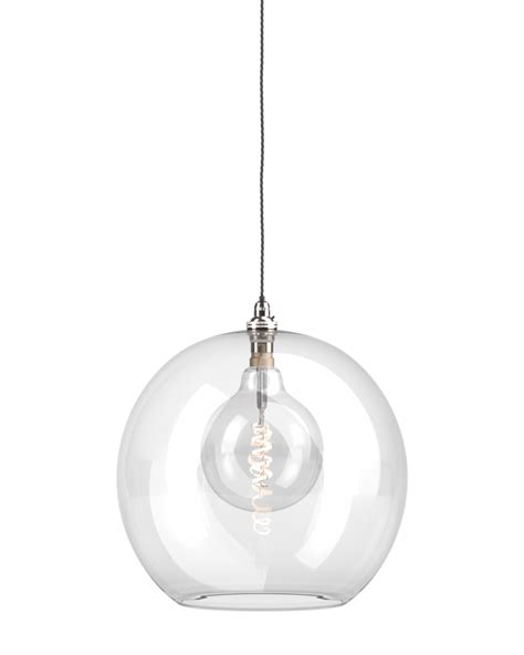 Clear Glass Globe Pendant Ceiling Light - Hereford (industrial modern designer contemporary ...