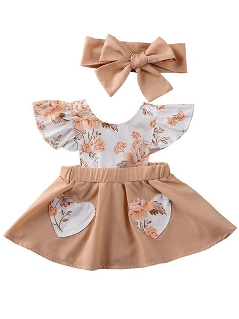 Newborn Infant Baby Girl Clothes Flower Ruffle Princess Dress Sundress ...