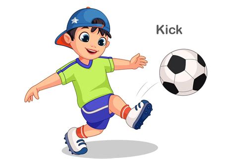 Cute Boy Kicking Soccer Ball 1308240 Vector Art at Vecteezy