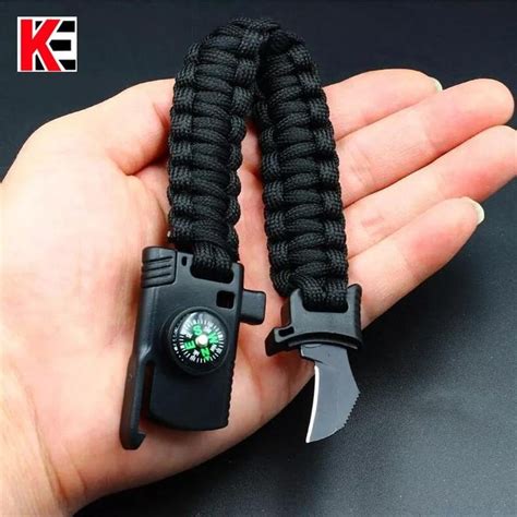 Multi-function Survival Bracelet with Knife Whistle Compass | Braided rope bracelet, Bracelets ...