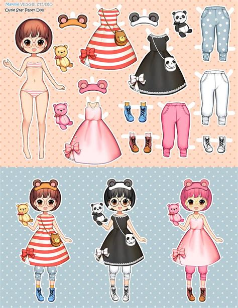 paper doll by VeggieStudio | Roupas de boneca de papel, Bonecas de ...