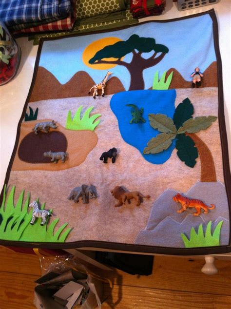 Felt Safari Playmat: A Roll-up Safari Animal Themed Playmat with toys | Felt play mat, Playmat ...