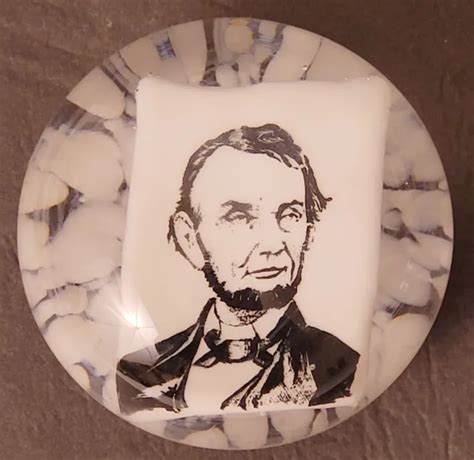 VTG DEGENHART HISTORIC Art Glass Paperweight w/ Abraham Lincoln Plaque $65.00 - PicClick
