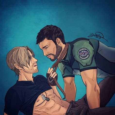 💙 *You're Mine* 💙 Chreon Fanart Complete. In love with my boys 💛 Chris Redfield x Leon Kennedy ...