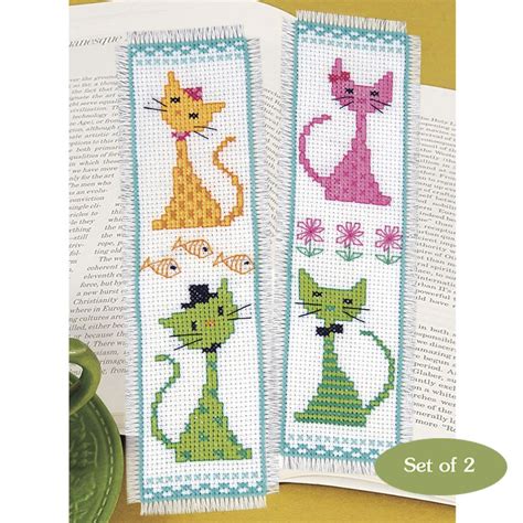 Colorful Cats Bookmarks - Cross Stitch, Needlepoint, Embroidery Kits ...