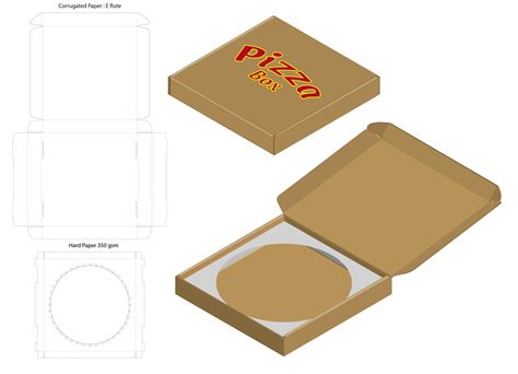 pizza box corrugated package die cut with mock up 2272147 Vector Art at Vecteezy