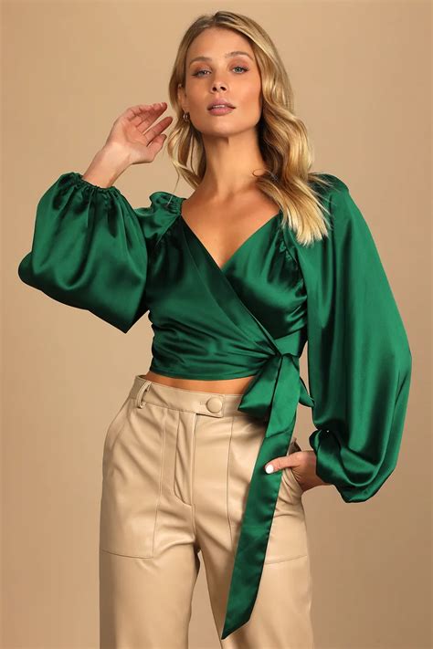 Women's Tops - Cute Blouses and Shirts | Lulus in 2023 | Satin top outfit, Silk top outfit, Wrap ...