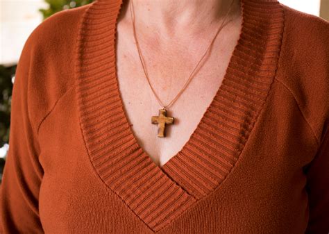 Wooden Cross Necklace , Pendant Small Size Brown Color Handmade - Etsy