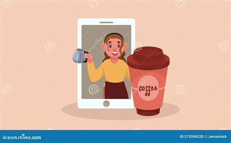 Coffee Shop Female Worker in Smartphone Animation Stock Footage - Video of ecommerce, drink ...