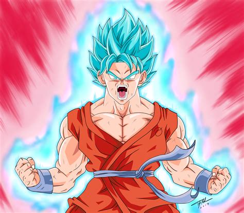 Goku Super Saiyan Blue Kaioken by MahnsterArt on DeviantArt