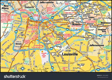 Louisville, Kentucky Area Map Stock Vector Illustration 139323890 ...