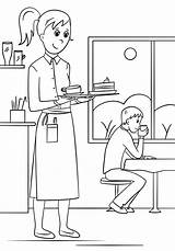 Waiter And Waitress Coloring Pages  Free Printable For Kids sketch template