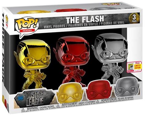 Figurine Pop Justice League [DC] # pas chère : Flash - Chrome - 3 Pack