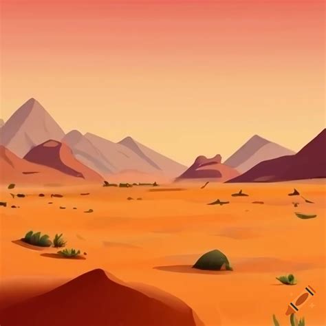 Cartoon desert landscape with detailed elements on Craiyon