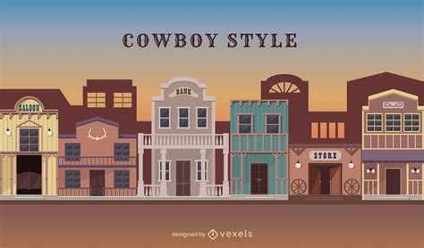 Wild West Town Background Illustration Vector Download