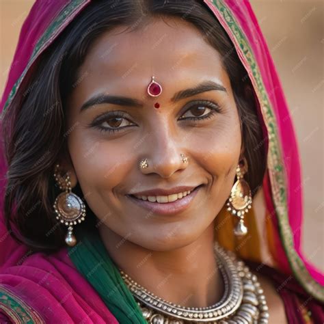 Premium Photo | Indian woman in vibrant sari smiles gracefully on sunset background For social ...