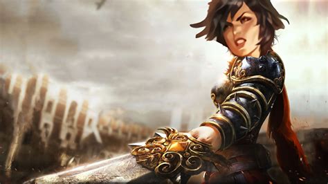 I made a Bellona wallpaper from one of the Chinese adds for smite and ...