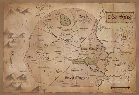 Map of the Shire // Illustrated Map of Middle Earth // Lord of the ...