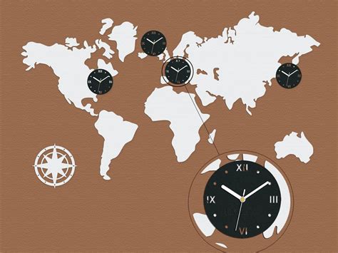 World Map Time Zones Clock Wall Art Travel Room Wall - vrogue.co