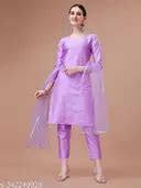 Stylish Purple Color Kurta Pant Dupatta Sets