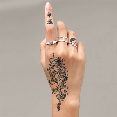 Semi-permanent Tattoo Dragon Tattoo Set Yin Yang Destiny - Etsy