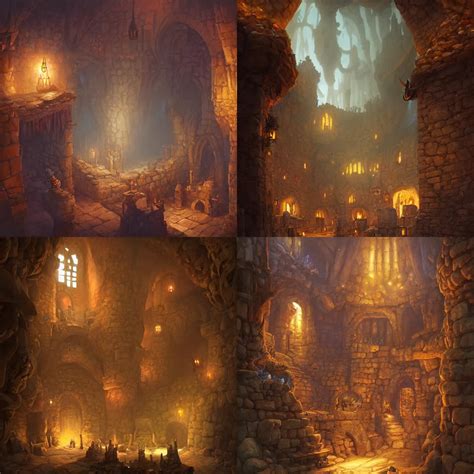 a digital painting of a fantasy medieval dungeon by | Stable Diffusion ...