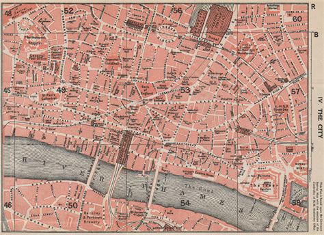 CITY OF LONDON. Tower St Paul's Bank Liverpool Street Aldgate. Vintage map 1927