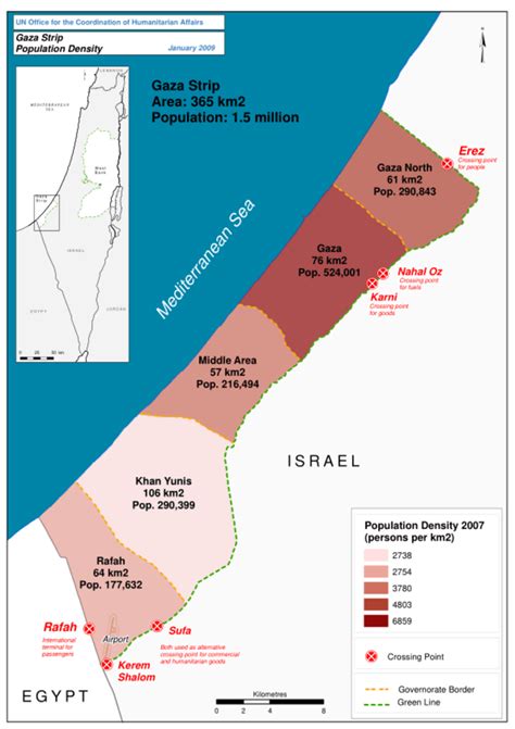 OPT: Gaza Strip - Population Density (January 2009) | OCHA