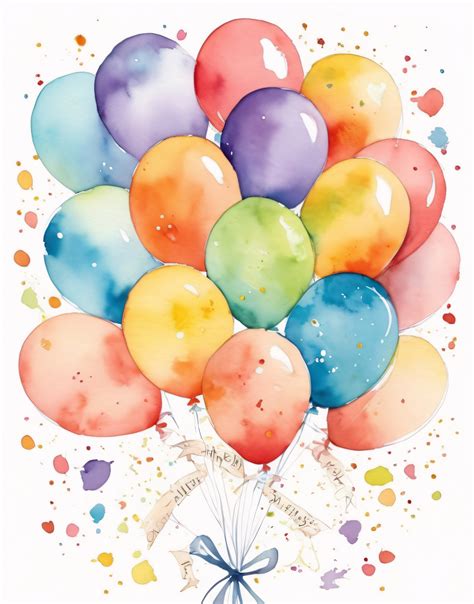 Watercolor Birthday Balloons Free Stock Photo - Public Domain Pictures
