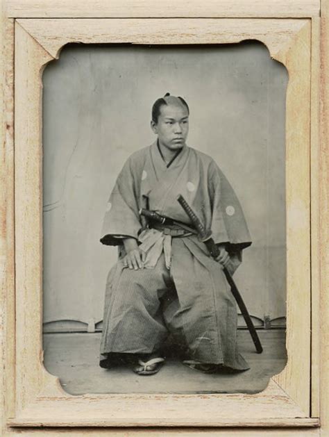 Samurai Named Yamada With Topknot, in Active, Seated Pose, Hand on Sword, 1869 4.25 x 3.25 inch ...