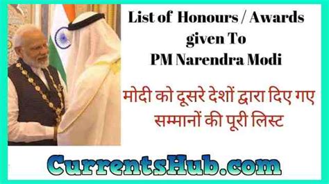 Narendra Modi awards list-नरेंद्र मोदी द्वारा प्राप्त कुल अंतर्राष्ट्रीय पुरस्कारों की सूची