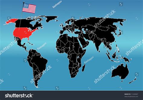 World Map With Flag Of Usa Stock Vector Illustration 11249467 ...